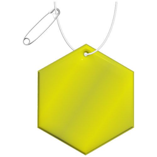 Attache publicitaire réfléchissante hexagonale Jaune néon